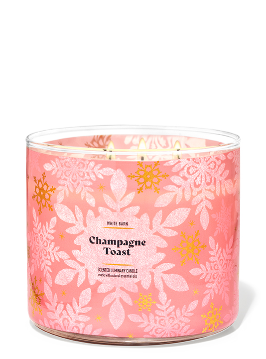 Bath and Body Works White Barn Champagne Toast 3 Wick Candle 14.5 Ounce  Basic White Barn Label, Scented